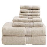 Madison Park Signature Cotton 8-piece Antimicrobial Towel Set - Natural -Retail $51.74