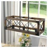 Farmhouse 3-light Rectangle Wood Island Chandelier - L23.5"xW10"xH10" Retail: $289.99