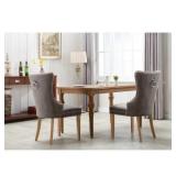 Troyes Light Grey Upholstered Wingback Chair (Set of 2) -Retail: $274.99