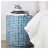 East at Main Coconut Shell Round Accent Table - 20" W x 20" D x 24" H - Blue -Retail $239.99