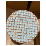 East at Main Coconut Shell Round Accent Table - 20" W x 20" D x 24" H - Blue -Retail $239.99