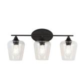 JONATHAN Y Jayne 23 in. 3-Light Oil Rubbed Bronze Iron/Glass Cottage Rustic LED Vanity Light -Retail $76.34