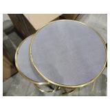 Charles Nesting Tables Faux Shagreen with Gold Metal Grey Retail: $198.49