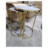 Charles Nesting Tables Faux Shagreen with Gold Metal Grey Retail: $198.49