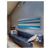 Handmade Parvez Taj--Pikakari Print On White Wood 45x15" -Retail $136.49