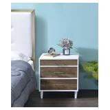 ACME Lurel 3 Storage Drawers Nightstand in White and Weathered Oak Retail: $165.99