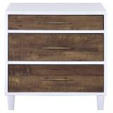 ACME Lurel 3 Storage Drawers Nightstand in White and Weathered Oak Retail: $165.99