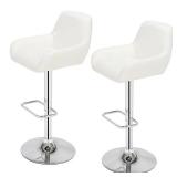 Square Dustpan Adjustable Bar Stool PU Leather (Set of 2) White -Retail: $194.99