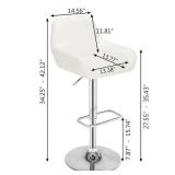 Square Dustpan Adjustable Bar Stool PU Leather (Set of 2) White -Retail: $194.99