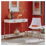 Oakley Chair in White Faux Leather with Gold Chrome Base Retail: $174.99