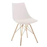 Oakley Chair in White Faux Leather with Gold Chrome Base Retail: $174.99