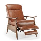 Sienna Wood Arm Push Back Faux Leather Recliner by Greyson Living - Caramel Retail: $684.99