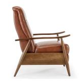 Sienna Wood Arm Push Back Faux Leather Recliner by Greyson Living - Caramel Retail: $684.99