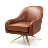 Leather Accent Chair Swivel-Base Upholstered Armchair with Faux Leather Retail: $659.99