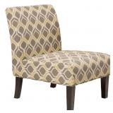 Kassi Contemporary Fabric Slipper Accent Chair by Christopher Knight Home - Yellow and Gray Ikat Pattern + Matte Black -Retail $179.99