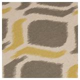 Kassi Contemporary Fabric Slipper Accent Chair by Christopher Knight Home - Yellow and Gray Ikat Pattern + Matte Black -Retail $179.99