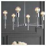 Turing 28.5" Adjustable Height Metal LED Pendant, Chrome by JONATHAN Y Retail:$125.13