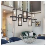 Modern 5-Light Chandelier Linear Geometric Candle Kitchen Island Pendant Light - L32" x W4" x H14" Retail:$249.99