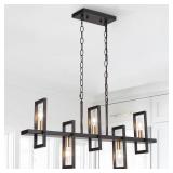 Modern 5-Light Chandelier Linear Geometric Candle Kitchen Island Pendant Light - L32" x W4" x H14" Retail:$249.99