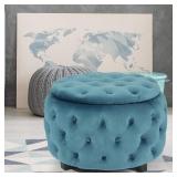 Adeco Round Storage Modern Button Tufted Storage Ottomans -Retail $152.99