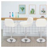 Square Dustpan Adjustable Bar Stool PU Leather (Set of 2) White -Retail: $194.99