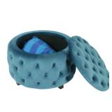 Adeco Round Storage Modern Button Tufted Storage Ottomans -Retail $152.99