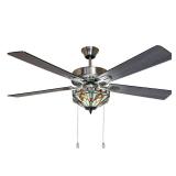 River of Goods 52" Santa Fe Stained Glass Mission LED Ceiling Fan with Light
