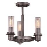 Astor 13.5-in W Black Industrial Cylinder Semi Flush Mount Ceiling Light - 13.5-in W x 13.75-in H x 13.5-in D