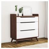Carson Carrington Borlange Mid-century White and Walnut 3-drawer Chest Retail:$259.99 ***TWO BOXES***