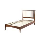 Zinus Linda Wood Brown Twin Mid Century Platform Bed Frame