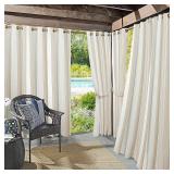 Pair of Sun Zero Valencia 54" x 95" Cabana Stripe Indoor/Outdoor Uv Protectant Curtain Panels