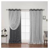 Best Home Fashion Tulle Overlay Star Cut Out Blackout Curtains