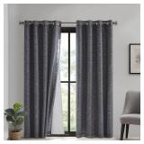 SunSmart Makayla Printed Texture Cotton Panel with Removable Total Blackout Liner, 84" x 50"