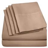Sweet Home Collection Solid Microfiber Deep Pocket 1500 Thread Count Sheet Sets, Short Queen, Brown, 6-Pieces
