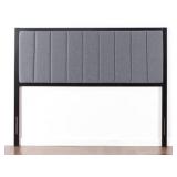 Zinus Anuar Banded Grey Upholstered Metal Headboard Full