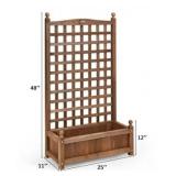 Patio Wooden Plant Box Flower Plant Growing Box Holder with Trellis Retail:$114.99