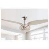 Modern 52" Nickel 3 Blades Crystal Ceiling Fan with Remote Retail:$339.99