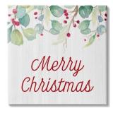 Stupell Industries Merry Christmas Sentiment Festive Falling Red Holly Vines Canvas Wall Art - White Retail:$99.99