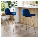Art Leon Modern Velvet Swivel Barstool (Set of 2) Retail:$327.49