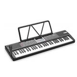 Beginner 61-Key Portable Electric Keyboard with Built-in Speakers, Digital Display, Microphone, Dual Power Supply, Recording, Adult Music Sheet Music Stand, Black, 29.9 Inch