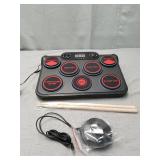 ODIKALA Portable Drums, Tabletop Drum Set, 7 Pad Digital Drum Kit with Manual Mode/Bluetooth, Touch Sensitivity, Rechargable Electronic Drum Set, Electric Drum Pads, LED Display Drum Machine