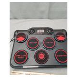 ODIKALA Portable Drums, Tabletop Drum Set, 7 Pad Digital Drum Kit with Manual Mode/Bluetooth, Touch Sensitivity, Rechargable Electronic Drum Set, Electric Drum Pads, LED Display Drum Machine