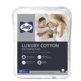 Sealy Luxury Cotton Fitted Sheets Mattress Pad, Queen, White