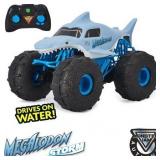 Monster Jam, Official Megalodon Storm All-Terrain Remote Control Monster Truck Toy Vehicle, 1:15 Scale