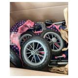 CHILDRENS PLAY STROLLER NAVY BLUE WITH PINK HEARTS