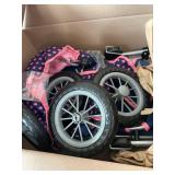 CHILDRENS PLAY STROLLER NAVY BLUE WITH PINK HEARTS