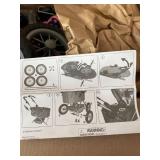 CHILDRENS PLAY STROLLER NAVY BLUE WITH PINK HEARTS