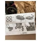 CHILDRENS PLAY STROLLER NAVY BLUE WITH PINK HEARTS