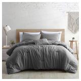 Modern Threads Beck Garment Washed 4-Piece Super Soft Comforter Set, King, Grey