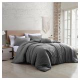 Modern Threads Beck Garment Washed 4-Piece Super Soft Comforter Set, King, Grey